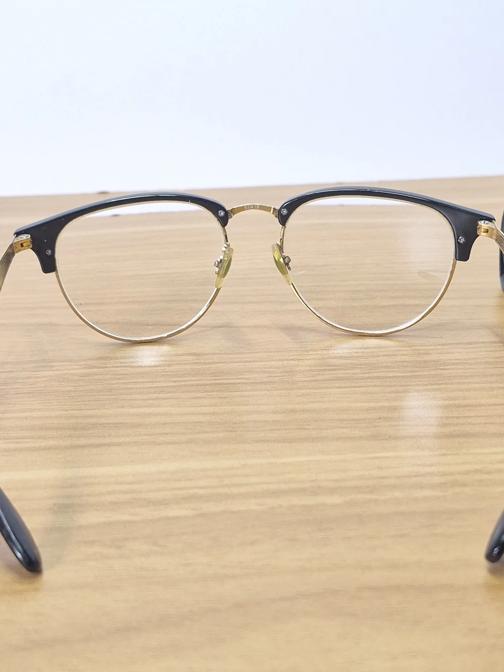 ​Vintage Ray-Ban Clubmaster Style Black Gold Eyeglass Frames 53-19 Optical